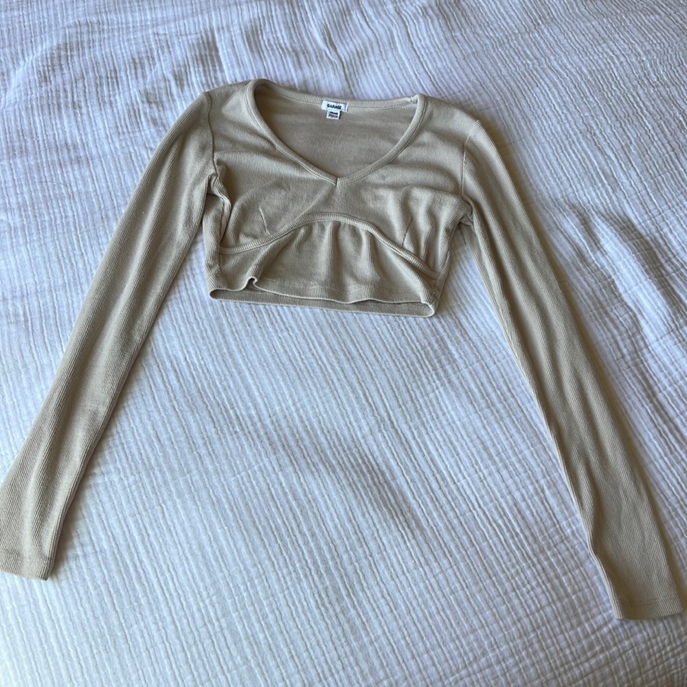 Garage long sleeve crème crop top